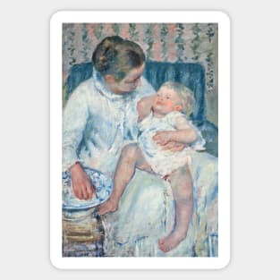 Mother About to Wash Her Sleepy Child by Mary Cassatt Sticker